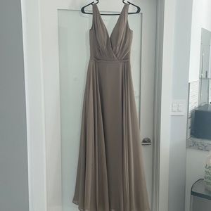 JJs house taupe bridesmaids maxi dress
